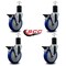 Service Caster 5'' Blue Poly Swivel 1-3/4'' Expanding Stem Caster Set with Brake, 4PK SCC-EX20S514-PPUB-BLUE-PLB-134-4 - alternate 4